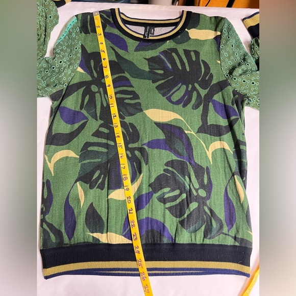 BLANK LONDON for ANTHROPOLOGIE Green and black Monstera knit sweater size S - Picture 16 of 16